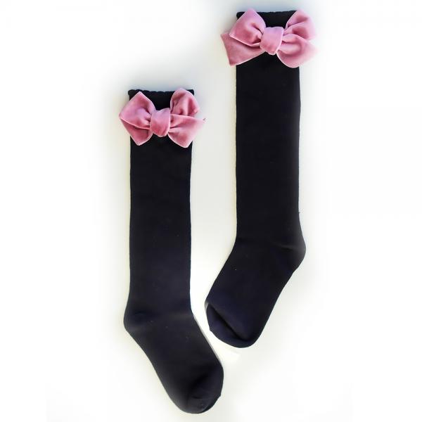 Sosete Julia cu funda din catifea (Negru+Roz)