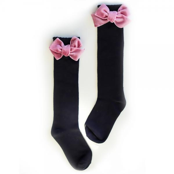 Sosete Julia cu funda din catifea (Negru+Roz)